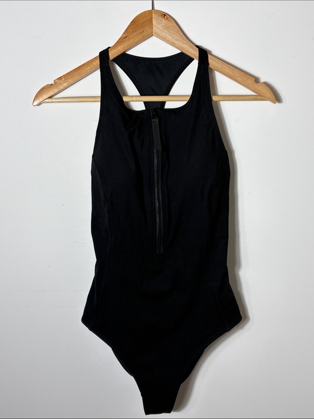 Fabletics High Tide Zip Front One Piece Swimsuit Black Small NWT Racerback